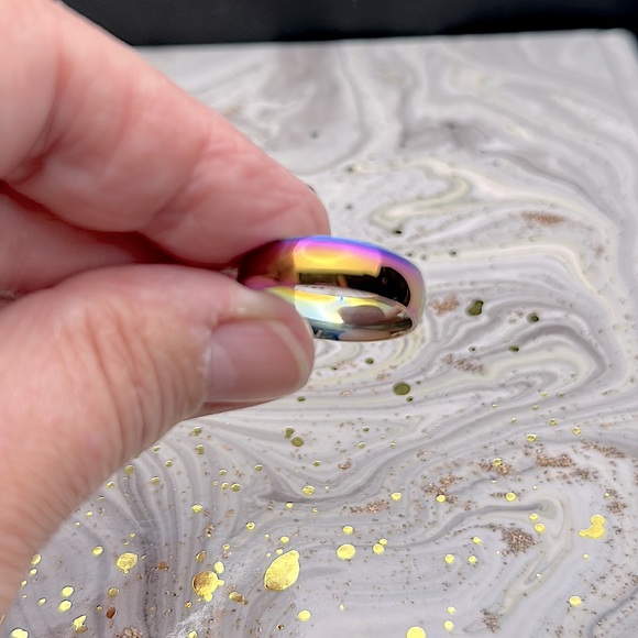 6mm Ring Band, Multicoloured Rainbow Jewelry - Picture 3 of 4